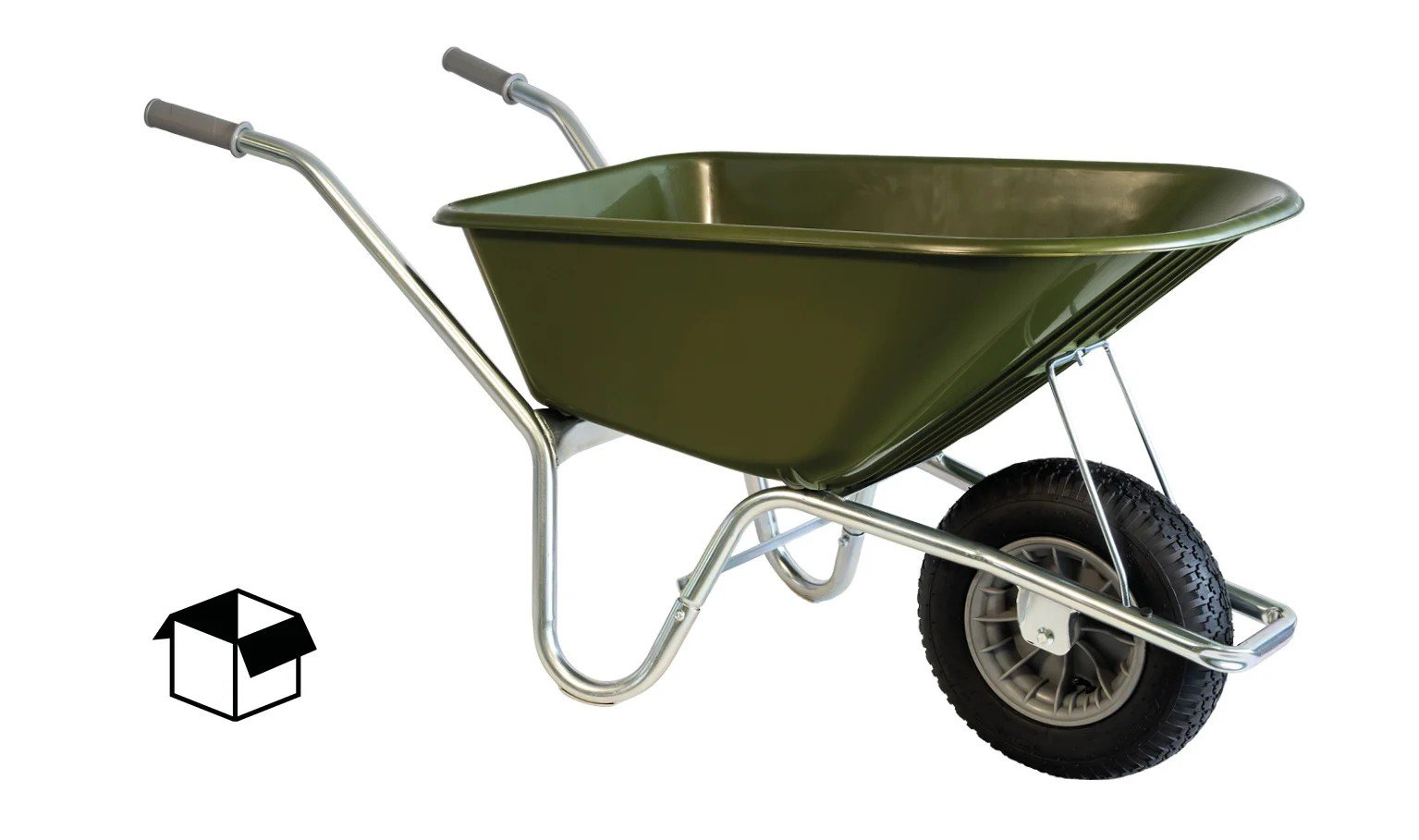 Klus-, Tuinkruiwagen Hummer - Doosverpakking - 100 liter - Verzinkt - Olijfgroen - Afbeelding 2